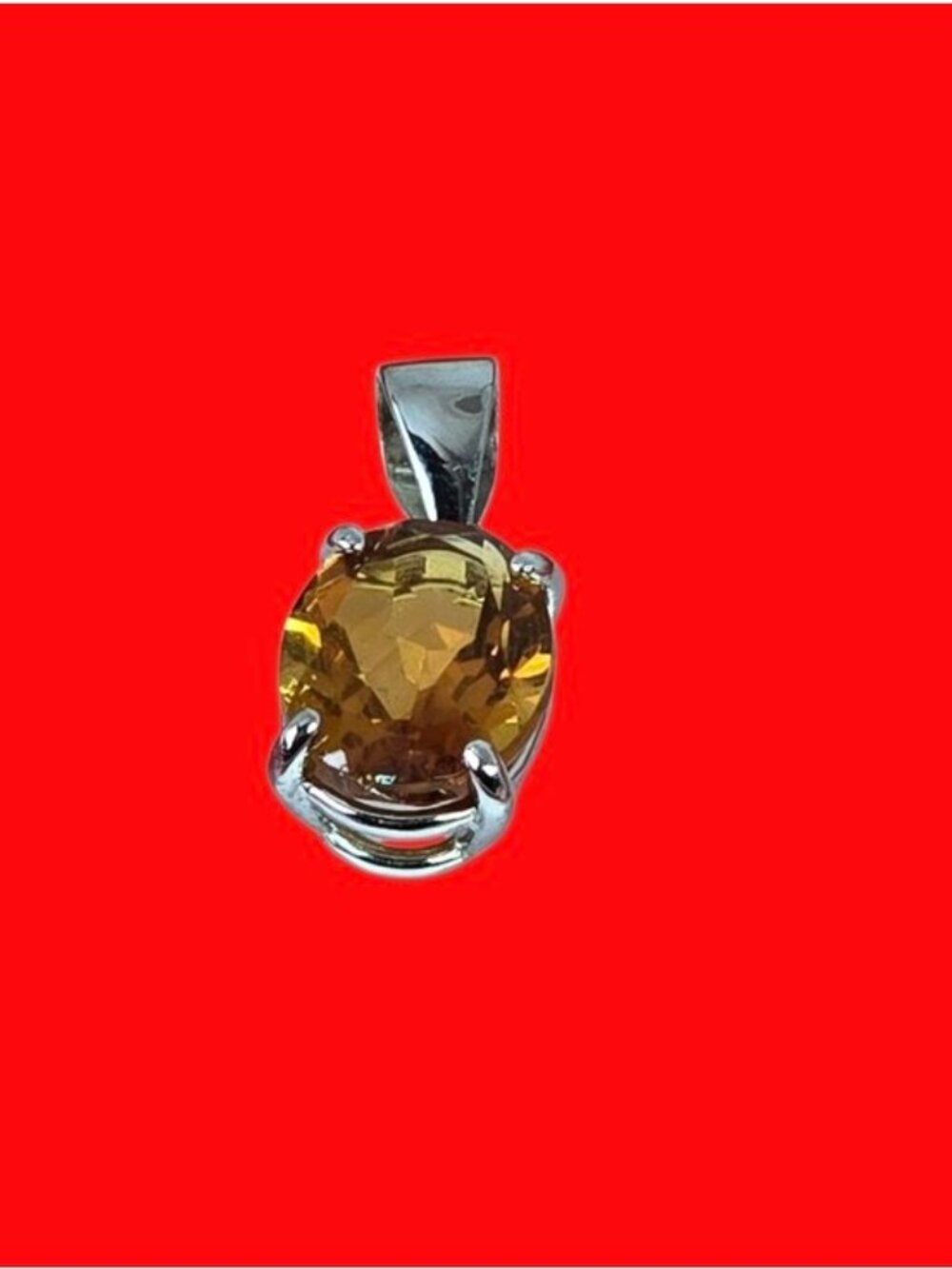 925 Sterling Silver Pendant 6x8mm with Natural Citrine Gem